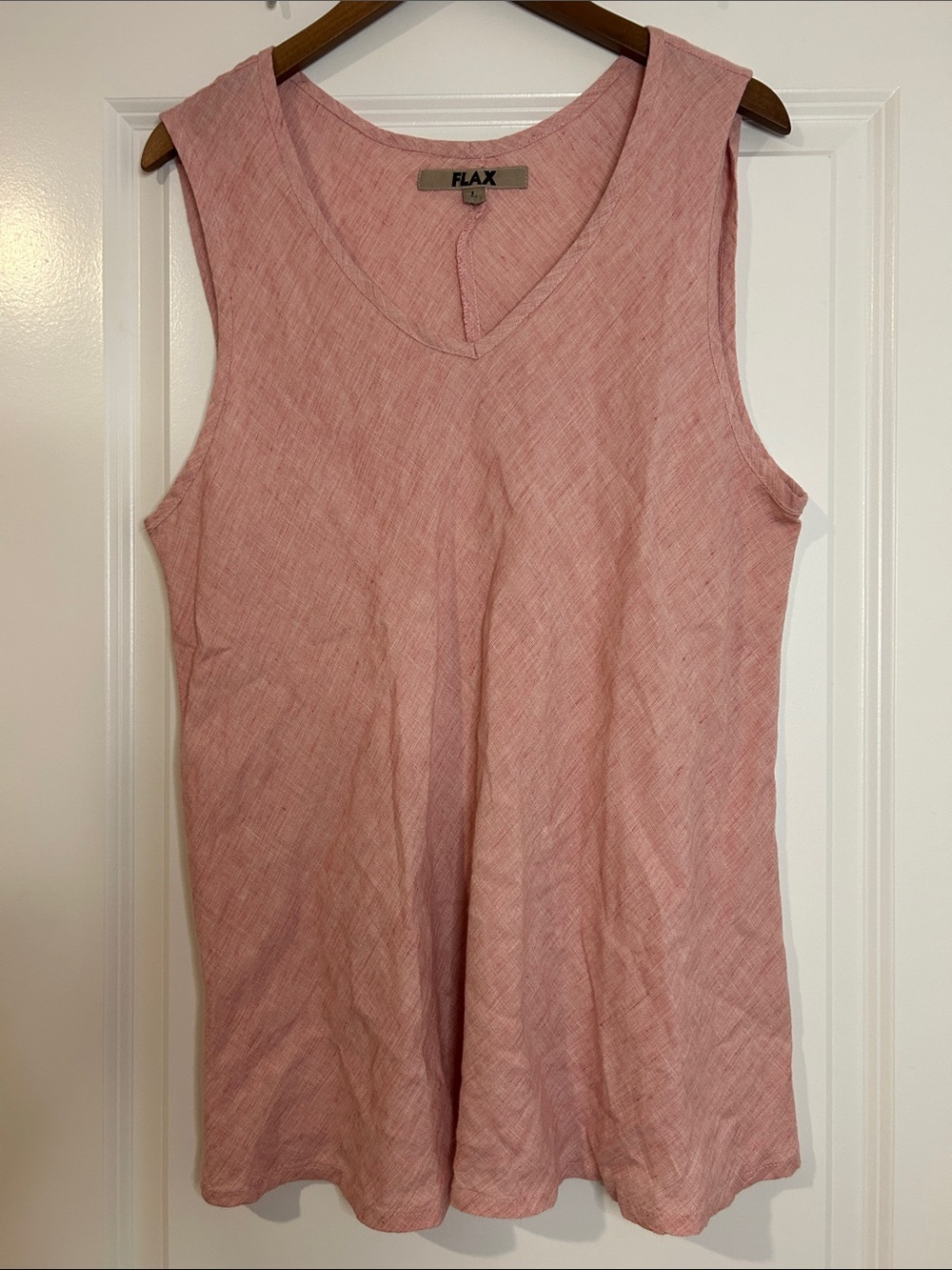 FLAX Pink Linen Sleeveless Tank Top | Relaxed Fit | Size L